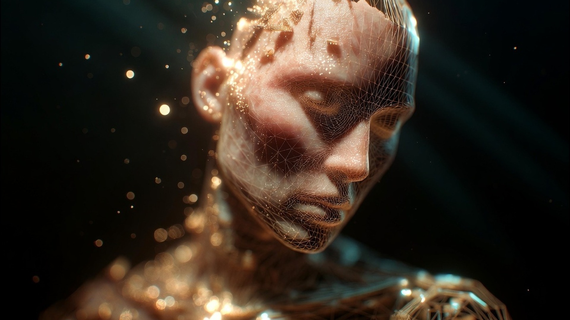 Avatar mid-render, mesh becoming flesh