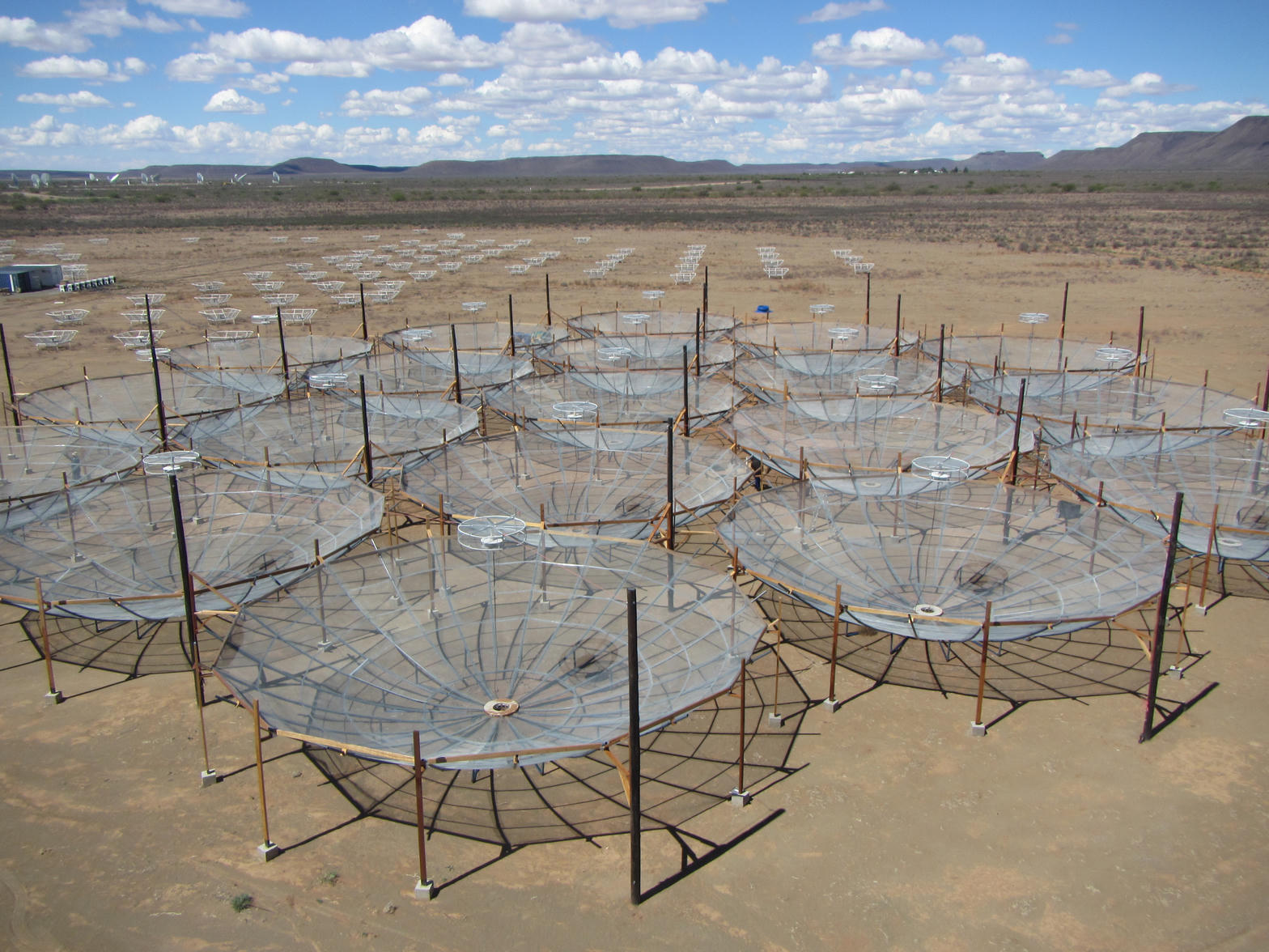 HERA dishes packed in a hexagon on the Karoo plain, South Africa