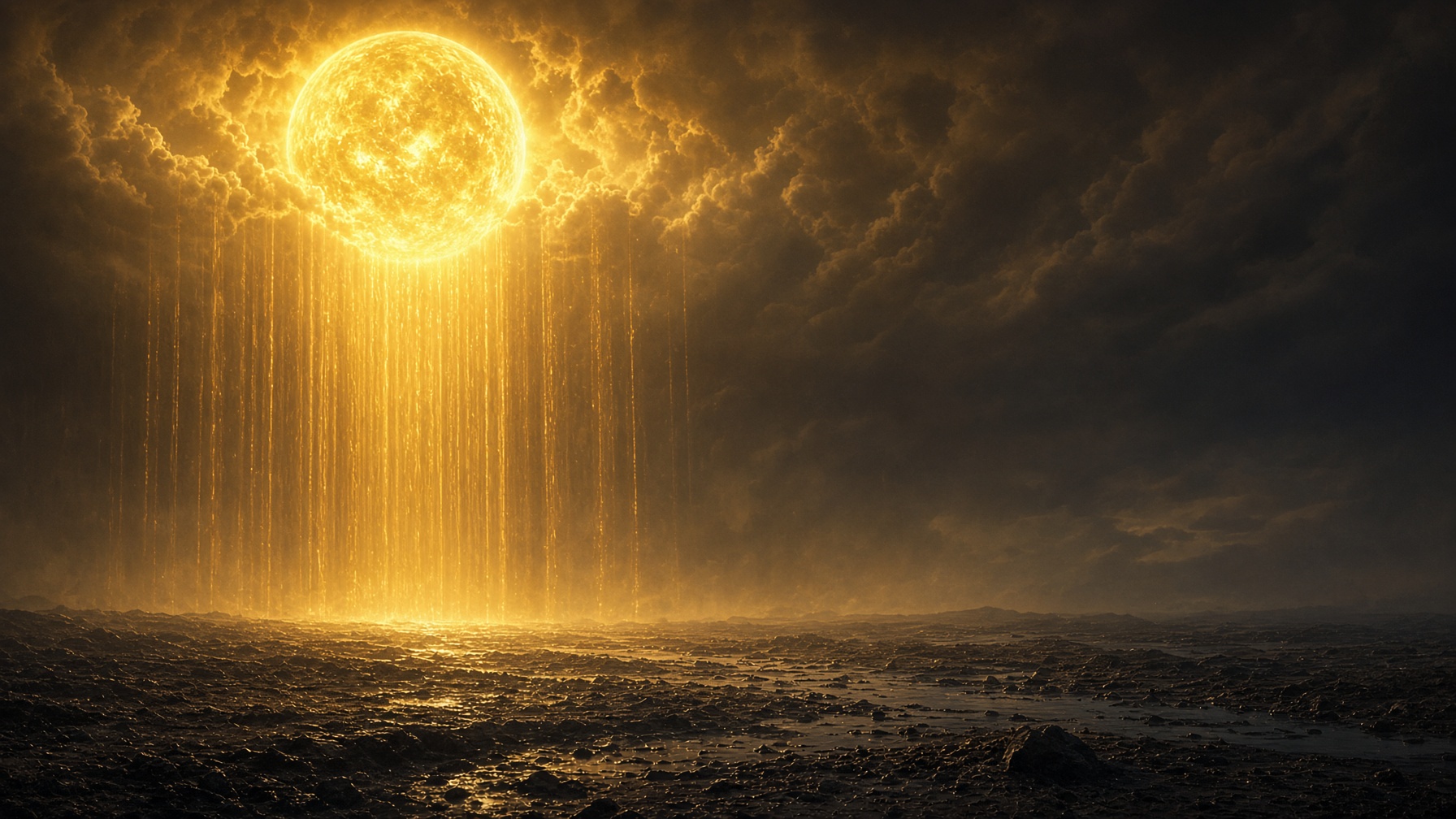 A yellow supergiant pouring gentle gold rain on dark earth. Mythopoesis.